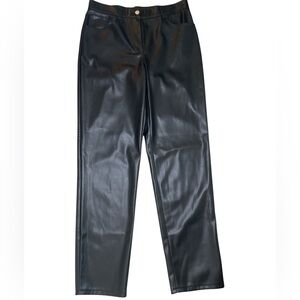 French Connection Etta Vegan Leather High Rise Straight Leg Pants sz 8